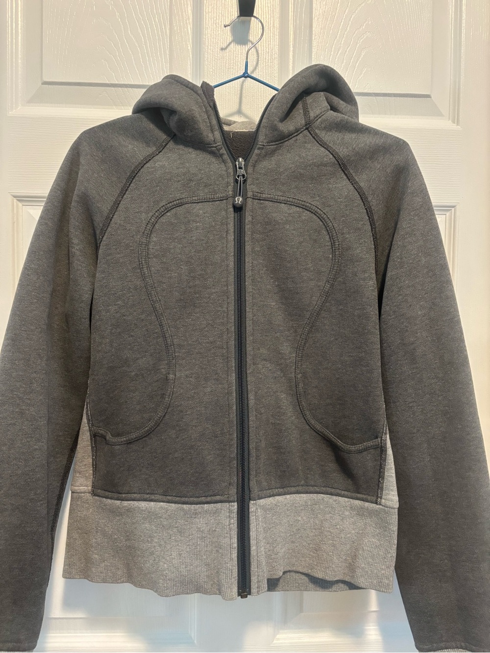 lululemon athletica Women's Dark Gray Zip Hoodie with Light Gray Hem